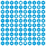 100 ícones inteligentes ajustados azuis ilustração stock 100 ícones inteligentes ajustados azuis ilustração stock