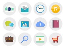 Ícones lisos modernos ajustados ilustração stock Ícones lisos modernos ajustados ilustração stock