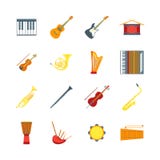 Ícones musicais da cor de Insrtuments dos desenhos animados ajustados Vetor ilustração royalty free Ícones musicais da cor de Insrtuments dos desenhos animados ajustados Vetor ilustração royalty free