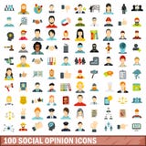 100 ícones sociais ajustados, estilo liso da opinião ilustração stock 100 ícones sociais ajustados, estilo liso da opinião ilustração stock