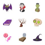 Ícones terríveis ajustados, estilo do feriado dos desenhos animados Fotos de Stock Ícones terríveis ajustados, estilo do feriado dos desenhos animados Fotos de Stock