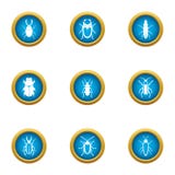 Ícones úteis ajustados, estilo liso do besouro ilustração stock Ícones úteis ajustados, estilo liso do besouro ilustração stock