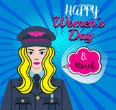 Ημέρα ευτυχούς Women - 8 Μάρτιος Ένας χαρακτήρας γυναικών - στρατιώτης, πειραματικός, καπετάνιος στην Πολεμική Αεροπορία, αμερικ διανυσματική απεικόνιση Ημέρα ευτυχούς Women - 8 Μάρτιος Ένας χαρακτήρας γυναικών - στρατιώτης, πειραματικός, καπετάνιος στην Πολεμική Αεροπορία, αμερικ διανυσματική απεικόνιση
