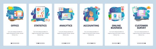 Κινητές app onboarding οθόνες Επιχειρησιακό οικονομικό analytics, γραφείο γραφείων, λογιστική και σε απευθείας σύνδεση επιχείρηση ελεύθερη απεικόνιση δικαιώματος Κινητές app onboarding οθόνες Επιχειρησιακό οικονομικό analytics, γραφείο γραφείων, λογιστική και σε απευθείας σύνδεση επιχείρηση ελεύθερη απεικόνιση δικαιώματος