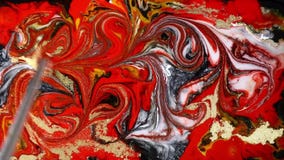 Μαρμάρινη psychedelic μετακίνηση Κόκκινο και χρυσός παραγωγή σχεδίων Ρευστό marbling τέχνης υπόβαθρο απόθεμα βίντεο Μαρμάρινη psychedelic μετακίνηση Κόκκινο και χρυσός παραγωγή σχεδίων Ρευστό marbling τέχνης υπόβαθρο απόθεμα βίντεο