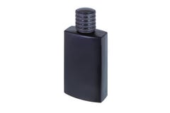 Μαύρο μπουκάλι με ένα άρωμα EAU de toilette των ατόμων ΚΑΠ στοκ φωτογραφία Μαύρο μπουκάλι με ένα άρωμα EAU de toilette των ατόμων ΚΑΠ στοκ φωτογραφία