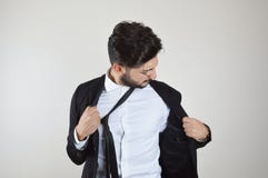 Νέα συναισθηματική πίεση επιχειρηματιών και τρυπημένος στοκ εικόνα με δικαίωμα ελεύθερης χρήσης Νέα συναισθηματική πίεση επιχειρηματιών και τρυπημένος στοκ εικόνα με δικαίωμα ελεύθερης χρήσης