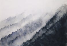 Ομίχλη βουνών τοπίων μελανιού Watercolor παραδοσιακό ασιατικό ύφος τέχνης της Ασίας μελανιού χέρι που επισύρεται την προσοχή σε χ απεικόνιση αποθεμάτων Ομίχλη βουνών τοπίων μελανιού Watercolor παραδοσιακό ασιατικό ύφος τέχνης της Ασίας μελανιού χέρι που επισύρεται την προσοχή σε χ απεικόνιση αποθεμάτων