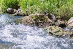 Το φρέσκο ρεύμα βουνών ρέει κάτω από το βουνό στοκ εικόνα με δικαίωμα ελεύθερης χρήσης Το φρέσκο ρεύμα βουνών ρέει κάτω από το βουνό στοκ εικόνα με δικαίωμα ελεύθερης χρήσης