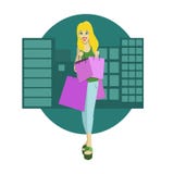 Девушка ½ ² Ð ¾ Ð ½ Ð Ð ÐžÑ с покупками на предпосылке ‹Ðµ RGB cityÑ иллюстрация штока Девушка ½ ² Ð ¾ Ð ½ Ð Ð ÐžÑ с покупками на предпосылке ‹Ðµ RGB cityÑ иллюстрация штока