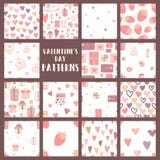 Сollection of seamless patterns on the theme of love in pink, purple, beige colors. royalty free illustration Сollection of seamless patterns on the theme of love in pink, purple, beige colors. royalty free illustration