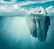 Айсберг в океане или море Спрятанные угроза или концепция опасности иллюстрация 3d иллюстрация штока Айсберг в океане или море Спрятанные угроза или концепция опасности иллюстрация 3d иллюстрация штока