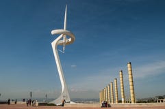 Башня Telefonica, Montjuic, Барселона, Каталония, Испания стоковая фотография Башня Telefonica, Montjuic, Барселона, Каталония, Испания стоковая фотография