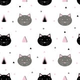 Безшовная картина котов иллюстрация вектора Безшовная картина котов иллюстрация вектора