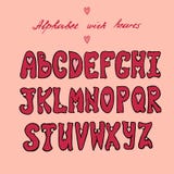 Valentines alphabet with hearts stock illustration Valentines alphabet with hearts stock illustration