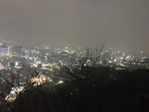 Взгляд ночи на пике горы Nanshan, Южной Кореи стоковое фото Взгляд ночи на пике горы Nanshan, Южной Кореи стоковое фото