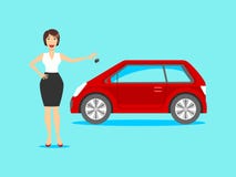 Женщина и автомобиль Женщина управляя автомобилем вектор иллюстрация вектора Женщина и автомобиль Женщина управляя автомобилем вектор иллюстрация вектора