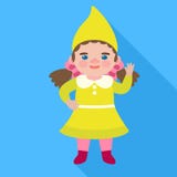 Значок гнома девушки, плоский стиль бесплатная иллюстрация Значок гнома девушки, плоский стиль бесплатная иллюстрация