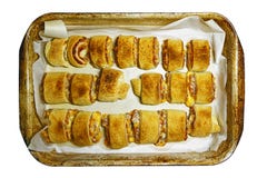 Испеченные крены мяса на старом печь листе стоковое фото Испеченные крены мяса на старом печь листе стоковое фото