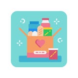 Коробка пожертвования значка цвета еды плоского бесплатная иллюстрация Коробка пожертвования значка цвета еды плоского бесплатная иллюстрация