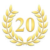 Лавровый венок лаврового венка золотой для двадцатой годовщины на белое backgroundanniversary на белой предпосылке бесплатная иллюстрация Лавровый венок лаврового венка золотой для двадцатой годовщины на белое backgroundanniversary на белой предпосылке бесплатная иллюстрация