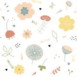 Лета doodle руки картина вычерченного флористическая безшовная бесплатная иллюстрация Лета doodle руки картина вычерченного флористическая безшовная бесплатная иллюстрация