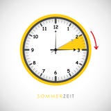 Летнее время часов лета с красной стрелкой иллюстрация вектора Летнее время часов лета с красной стрелкой иллюстрация вектора