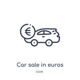 Линейная продажа автомобиля в значке евро от собрания плана Mechanicons Тонкая линия продажа автомобиля в значке евро изолированн иллюстрация штока Линейная продажа автомобиля в значке евро от собрания плана Mechanicons Тонкая линия продажа автомобиля в значке евро изолированн иллюстрация штока