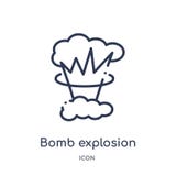 Линейный значок взрыва бомбы от собрания плана метеорологии Тонкая линия значок взрыва бомбы изолированный на белой предпосылке Б иллюстрация штока Линейный значок взрыва бомбы от собрания плана метеорологии Тонкая линия значок взрыва бомбы изолированный на белой предпосылке Б иллюстрация штока