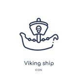 Линейный значок корабля Викинга от собрания плана истории Тонкая линия значок корабля Викинга изолированный на белой предпосылке иллюстрация штока Линейный значок корабля Викинга от собрания плана истории Тонкая линия значок корабля Викинга изолированный на белой предпосылке иллюстрация штока