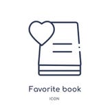 Линейный любимый значок книги от собрания плана образования Тонкая линия любимый вектор книги изолированный на белой предпосылке иллюстрация штока Линейный любимый значок книги от собрания плана образования Тонкая линия любимый вектор книги изолированный на белой предпосылке иллюстрация штока
