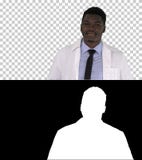 Мужской африканский доктор Standing С Рука В его карманы, канал альфы стоковые фотографии rf Мужской африканский доктор Standing С Рука В его карманы, канал альфы стоковые фотографии rf