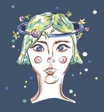 Girl with colorful balls stock illustration Girl with colorful balls stock illustration
