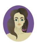 Портрет руки вычерченный милого Libra знака зодиака иллюстрация вектора Портрет руки вычерченный милого Libra знака зодиака иллюстрация вектора