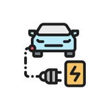 Eco car color flat icon. Car charging concept. stock illustration Eco car color flat icon. Car charging concept. stock illustration
