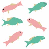 Paralepidotus prehistoric fish: In gentle tones. Seamless pattern wildlife of the ancient world. Vector graphics. stock illustration Paralepidotus prehistoric fish: In gentle tones. Seamless pattern wildlife of the ancient world. Vector graphics. stock illustration
