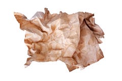 Сrumpled old brown paper ball on white background isolated close up, wrinkled dirty used sheet of paper royalty free stock image Сrumpled old brown paper ball on white background isolated close up, wrinkled dirty used sheet of paper royalty free stock image