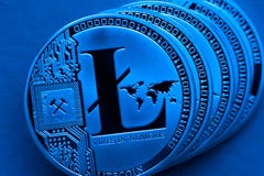 Серебряные монетки litecoin, конец-вверх стоковое фото rf Серебряные монетки litecoin, конец-вверх стоковое фото rf