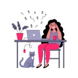 Успешные надомные труды фрилансера девушки Иллюстрация вектора в плоском стиле иллюстрация вектора Успешные надомные труды фрилансера девушки Иллюстрация вектора в плоском стиле иллюстрация вектора