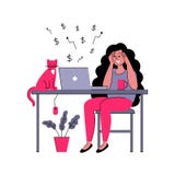 Успешные надомные труды фрилансера девушки также вектор иллюстрации притяжки corel иллюстрация штока Успешные надомные труды фрилансера девушки также вектор иллюстрации притяжки corel иллюстрация штока