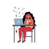 Успешные надомные труды фрилансера девушки также вектор иллюстрации притяжки corel бесплатная иллюстрация Успешные надомные труды фрилансера девушки также вектор иллюстрации притяжки corel бесплатная иллюстрация