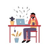 Успешные надомные труды фрилансера человека также вектор иллюстрации притяжки corel бесплатная иллюстрация Успешные надомные труды фрилансера человека также вектор иллюстрации притяжки corel бесплатная иллюстрация