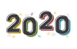 Ретро красочный текст вектора 2020 Новых Годов иллюстрация штока Ретро красочный текст вектора 2020 Новых Годов иллюстрация штока