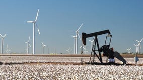 Óleo Derrick Energy Production das turbinas eólicas da agricultura do campo do algodão filme Óleo Derrick Energy Production das turbinas eólicas da agricultura do campo do algodão filme