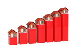 Öka i pris av det Real Estate begreppet Hus över stånggraf stock illustrationer Öka i pris av det Real Estate begreppet Hus över stånggraf stock illustrationer