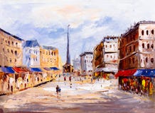 Ölgemälde - Stadt-Ansicht von Europa lizenzfreie abbildung Ölgemälde - Stadt-Ansicht von Europa lizenzfreie abbildung