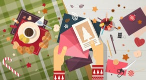 Önskelistabokstaven för glad jul till det Santa Clause Happy New Year hälsningkortet överför vektor illustrationer Önskelistabokstaven för glad jul till det Santa Clause Happy New Year hälsningkortet överför vektor illustrationer