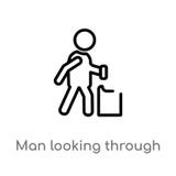 översiktsman som ser till och med symbolen för avskrädebehållarevektor isolerad svart enkel linje best?ndsdelillustration fr?n fo royaltyfri illustrationer översiktsman som ser till och med symbolen för avskrädebehållarevektor isolerad svart enkel linje best?ndsdelillustration fr?n fo royaltyfri illustrationer