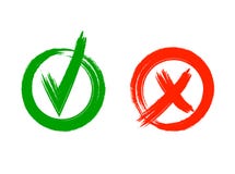 Überprüfen Sie und kreuzen Sie die VEKTORschmutz-Artkennzeichen, die auf weißem Hintergrund lokalisiert werden: grafische Ikonen, stock abbildung Überprüfen Sie und kreuzen Sie die VEKTORschmutz-Artkennzeichen, die auf weißem Hintergrund lokalisiert werden: grafische Ikonen, stock abbildung