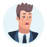 Überraschtes Manngefühlkonzept Erschrockenes oder entsetztes Mannporträt für Ikone stock abbildung Überraschtes Manngefühlkonzept Erschrockenes oder entsetztes Mannporträt für Ikone stock abbildung